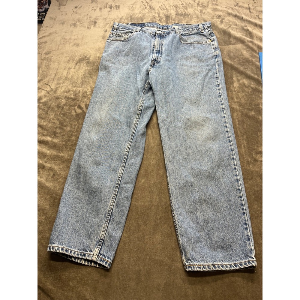 Levi's 550 Relaxed Fit Men's Jeans W40‎ L30 Blue Denim Casual Classic black bat